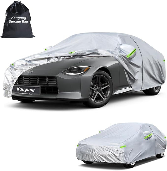Kaugung Car Cover Custom Fit for 350Z 370Z Z (2002-2026), 6 Layers Waterproof All Weather for Automobiles Full Exterior Cover Rain Sun Snow Protector with Door Zipper. Silver