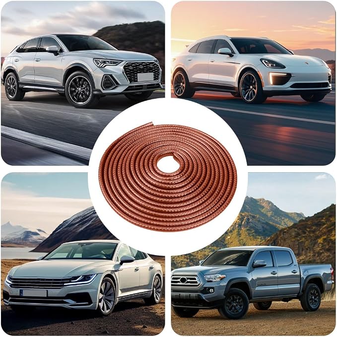 Car Door Edge Guards, 16.4FT U-Shaped Fade-Resistant Vehicle Edge Trim Seal Guard, No-Glue Design Automotive Door Entry Protector Strip, Universal Fit (Coffee)
