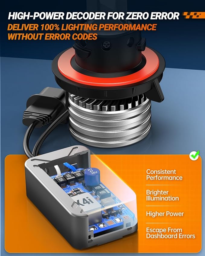 SEALIGHT H13 Bulbs, 90,000LM 14X Brightness, 9008 H13 6500K White, IP68 Waterproof 70000Hrs Lifespan, 5X Heat Dissipation driving, Plug and Play, 2 Pack