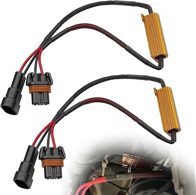 2PCS 9005/9006 LED Load Resistor Kit 50W 6Ω Headlight Decoder Anti-Flicker Harness Plug-and-Play Warning Canceller with Pure Copper Wire Universal Fit for Most Cars (Black)