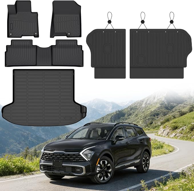 Floor Mats for Kia Sportage Plug in Hybrid 2023-2026 (Not for HEV or Fuel) | Heavy Duty TPE All Weather Protection Waterproof Non-Slip (Floor Mats & Cargo Liner & Seatback Mat)