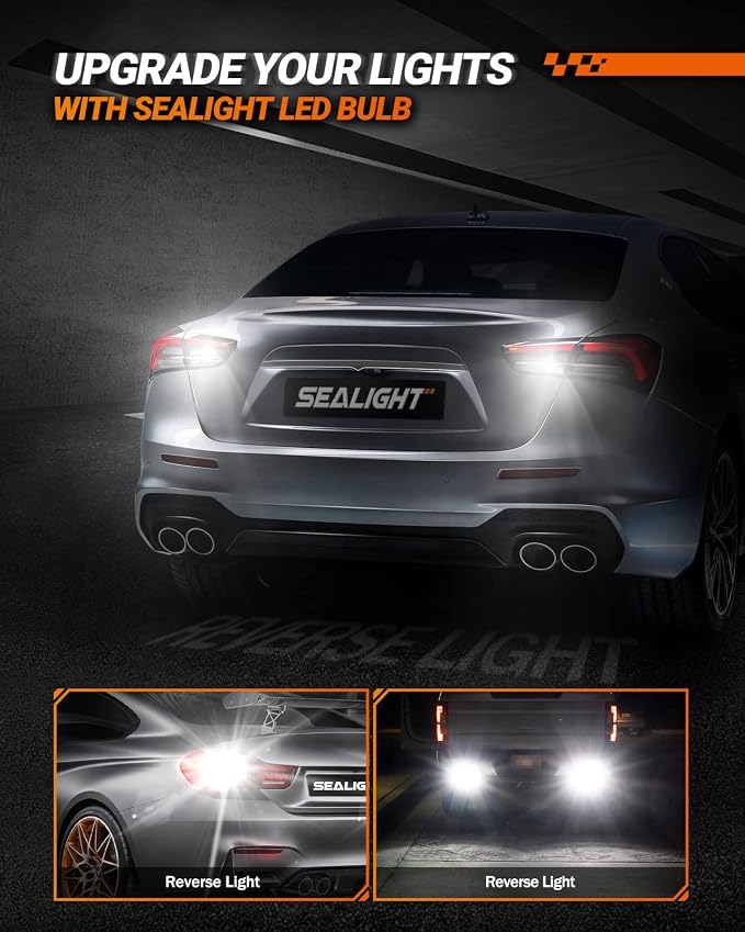 SEALIGHT 921 LED Bulb Reverse Light, W16W 912 906 T15 Backup Light 1000% Brighter Super Bright 921 Bulbs with Projector for Reverse Light Bulb 6000K White, Pack of 2