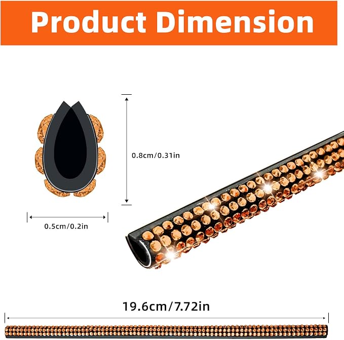 NBTEPEM Bling Car Air Conditioner Decoration Strip for Vent Outlet, 10 PCS Universal Rhinestone Car Vent Outlet Trim Decorations, Bling Interior Accessories for Women and Girls (Orange)