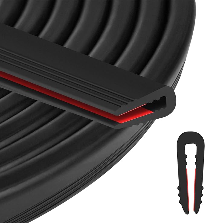 ToLanbbt Rubber Edge Trim U Channel - 1/12" Self Adhesive Sheet Metal Edge Guard Protector, EPDM Seal Strip for Car Doors, Steel Plates, Glass, Hatches, Table Corners, Fit 1/12"(2mm), 10Ft, Black