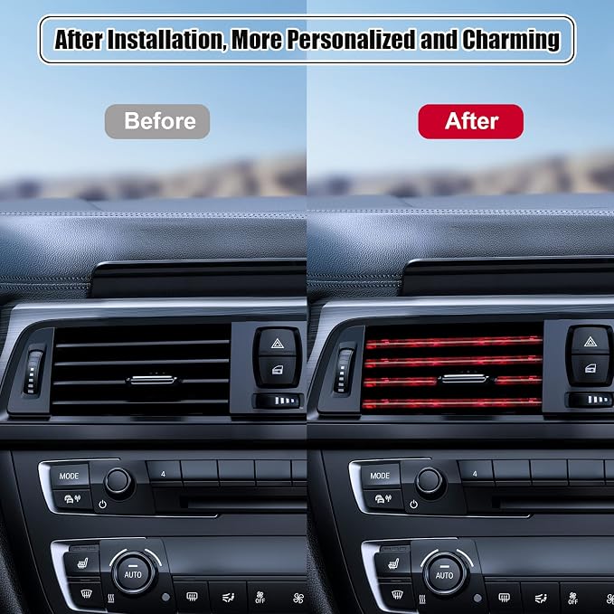 20 Pieces Universal Car Air Conditioner Vent Trim Decoration Strip Accessories, Waterproof Flexible Shiny Auto Car Interior Accessories for All Air Vent Outlet
