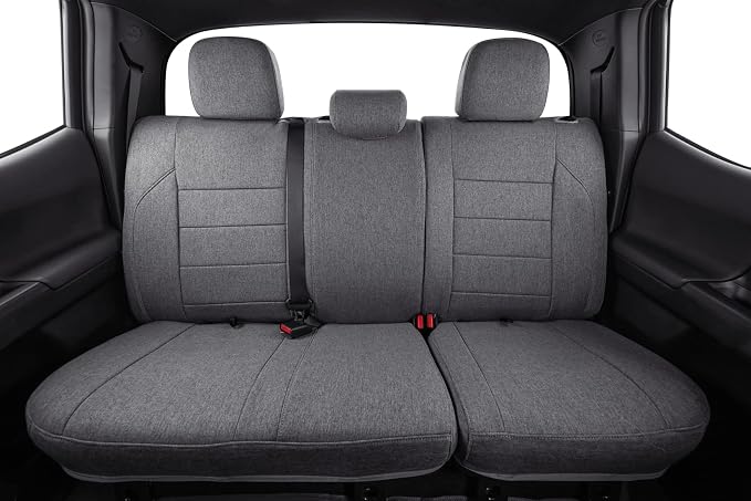coverdream Tacoma Seat Covers Custom Fit for 2016-2023 Toyota Tacoma Access/Xtra Cab SR SR5,Fully Covered Breathable Polyester Truck Seat Protector-Full Set(Gray)