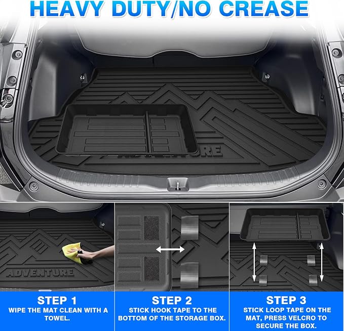 RAV4 Cargo mat - Trunk Mat for Toyota RAV4 2019-2025 (Fit for All Models), All Weather Trunk Mat & Storage Box for RAV4 Accessories, Heavy Duty Rubber Mats