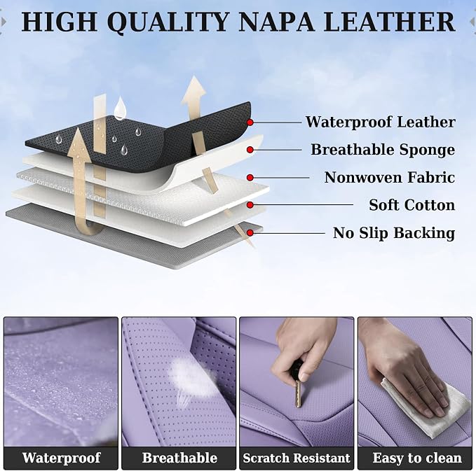 Coverado Car Seat Covers, Seat Covers for Cars, Waterproof Leather Auto Seat Protectors, Leather Car Seat Cushion, Car Interiors Accessories Universal Fit for Most Cars