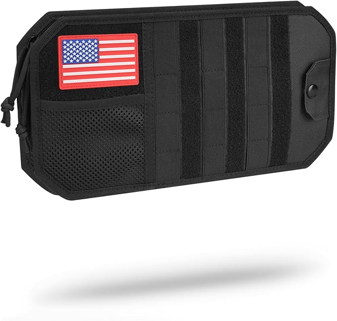 Molle Car Visor Organizer, Tactical Truck Accessories for SUVs Jeep, Sunglasses Holder & Zipper Pouch, Car Organizers and Storage, Semi-Rigid Panel, Police Gear Storage for Pickup Patrol