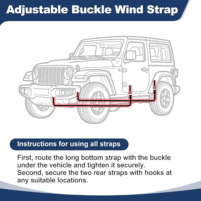 QUNSUNUS Cab Cover for Jeep YJ TJ 2 Door, Half Car Cover with Cotton Liner, All Weather Waterproof Rain Cover with Straps for Wind, Sun, UV and Dust Protection