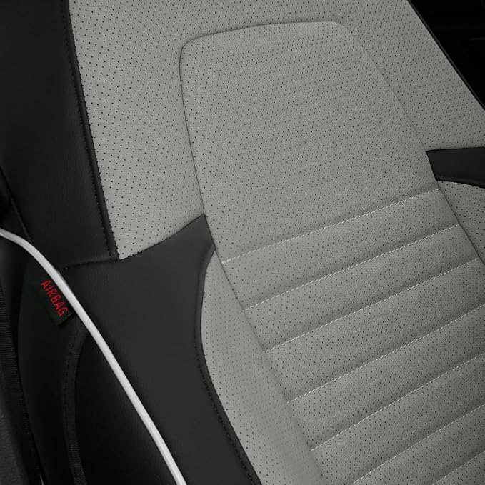 EKR Car Seat Covers for Honda CRV 2017-2022 Leatherette Full Set | Custom Fit for Honda CRV 2017 2018 2019 2020 2021 2022,Factory-Style Interior Upgrade,Full Wrap,Faux Leather(Black/Gray)