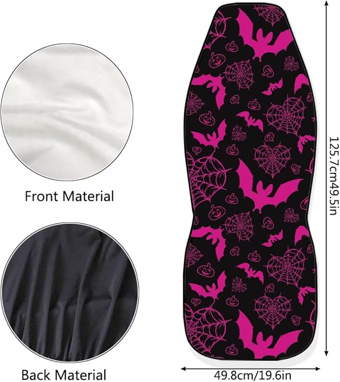Pink Bats Car Seat Covers for Front Seats, Spider Web Breathable Seat Protectors, Set of 2, Universal Fit for Most Cars, SUVs and Sedans
