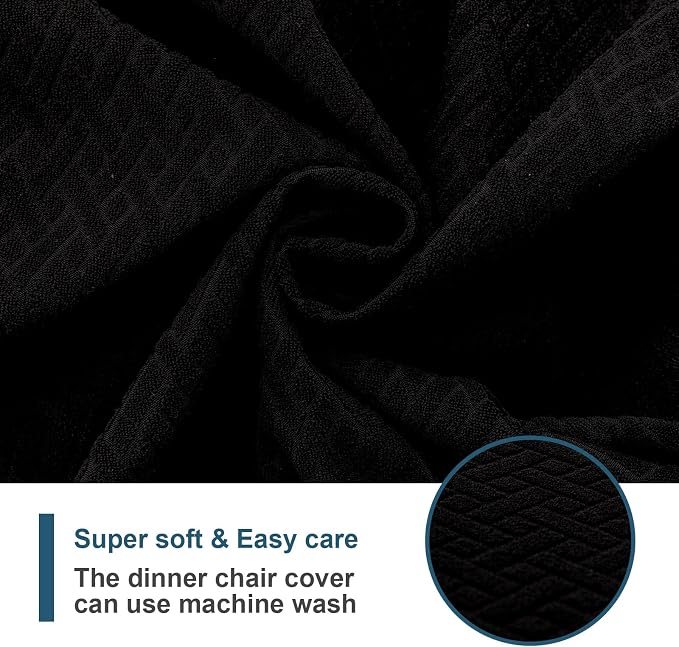 Genina Waterproof Seat Covers for Dining Room Chair Covers Waterproof Dining Chair Covers (6 PCS-Rear-gapped, Black)