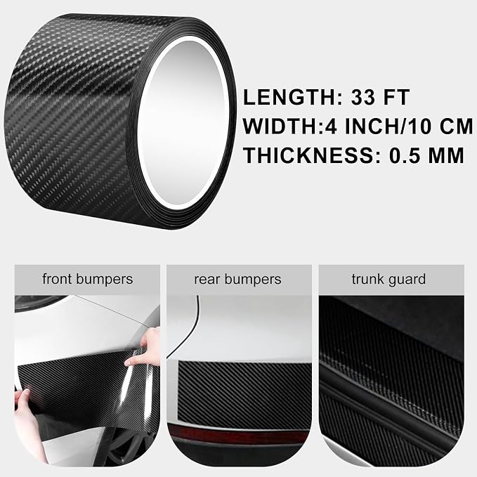 Storystore Universal Car Door Edge Guard, 4In x 33Ft Door Sill Protector, Automotive Anti-Collision Strip for Car Door Edge/Front and Rear Bumper/Door Sill Protector, Black