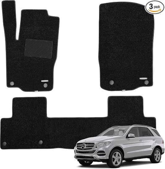 WENNEBIRD Carpet Floor Mats for Mercedes-Benz GLE-Class 2016-2019, 3Pc | W166, Also Fits ML-Class 2012-2015, 0.6-Inch Ultra-Thick Plush Carpet, Noise-Reducing Comfort, Waterproof TPE Layer