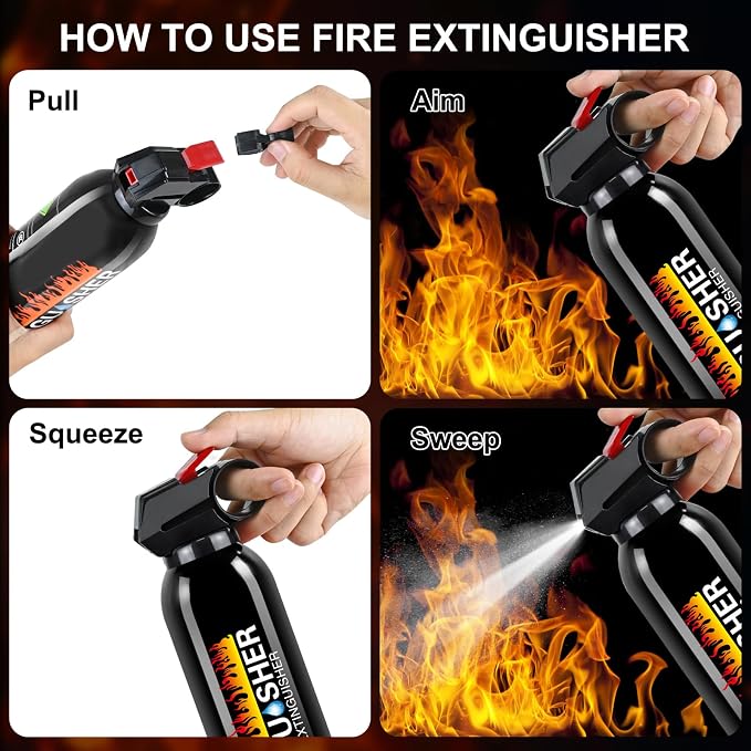 Fire Extinguisher for Home with Mount - 4 Pack Upgraded 8-in-1 Portable Fire Extinguishers for Home, Kitchen, Car, Boat, RV, Vehicle - Water-Based Fire Extinguisher for Class A, B, C, K Fires