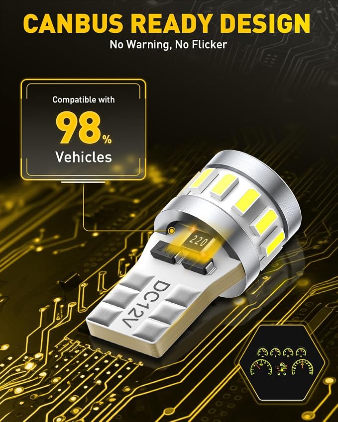 AUXITO Latest 194 LED Bulbs 6500K Bright White 168 2825 T10 W5W LED Bulb for Car Dome Door Map Courtesy Trunk Cargo Exterior License Plate Lights, Pack of 2