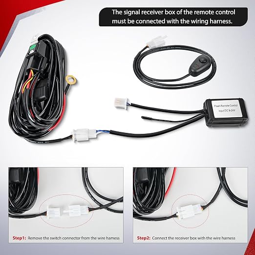 Nilight Remote Wiring Harness for LED Light Bar Wireless Strobe Flash Work Driving Lights 12V 20A 14AWG Remote Controller On Off Switch Waterproof Power Relay Blade Fuse-1 Lead