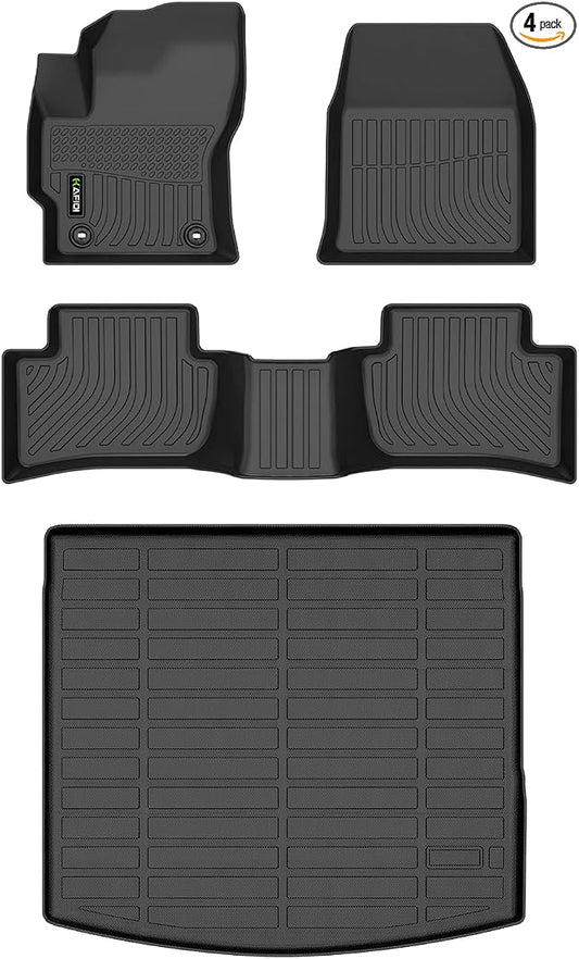 All Weather Car Floor Mats & Cargo Liner for Toyota Corolla Cross 2022-2026 (AWD Only, Not for Hybrid) Custom Fit Full Set Accessories - Black