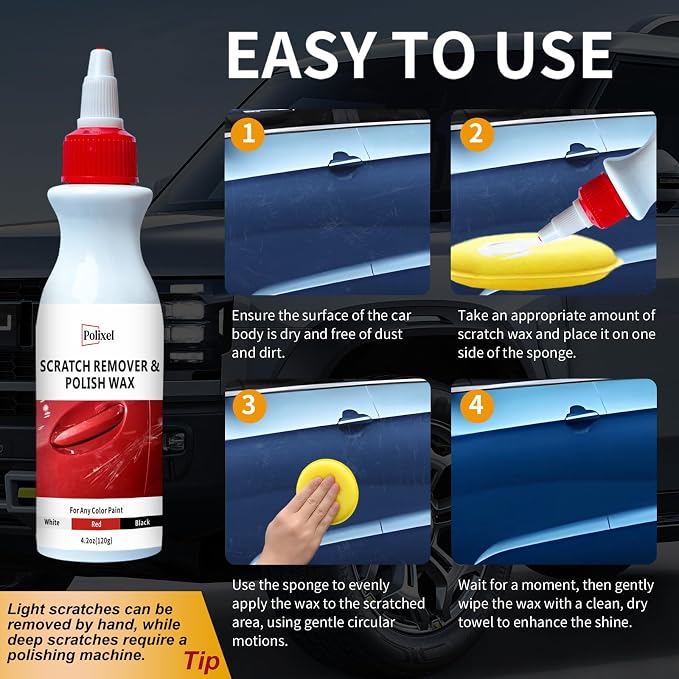 Car Scratch Remover for Vehicles - Rubbing Compound & Car Paint Scratch Repair, Scratch Removal Wax & Swirl Remover for Scuffs - Works on All Cars, Trucks, SUVs - 4.2OZ