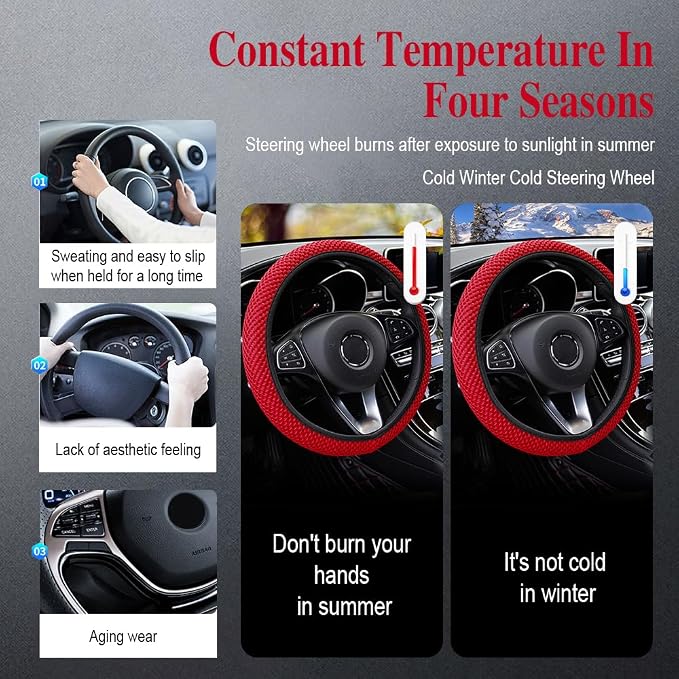 HAOBO Elastic Stretch Steering Wheel Cover, 15 Inch Automotive Steering Wheel Cover, Comfy Breathable Stretch Steering Wheel Protector, Ice-Silk Cloth Polyester Steering Wheel Cover for Men Women