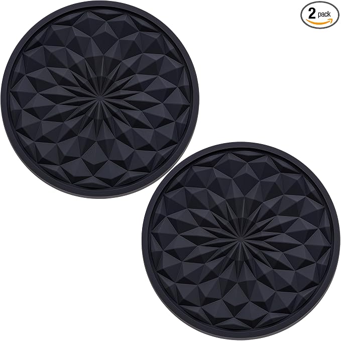 2 Pack Silicone Car Cup Holder Coaster – 2.75 Inch Non-Slip Drink Mat, Universal Fit for Most Vehicles – Cute & Functional Auto Accessories (Black)