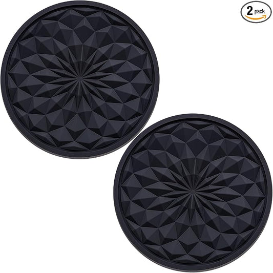 2 Pack Silicone Car Cup Holder Coaster – 2.75 Inch Non-Slip Drink Mat, Universal Fit for Most Vehicles – Cute & Functional Auto Accessories (Black)