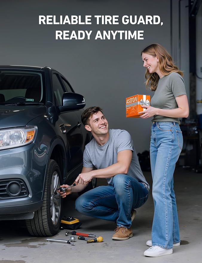 AstroAI AIRUN H Tire Inflator Portable Air Compressor,Fast Inflation Electric Air Pump for Car Tires-Car Accessories,9.8Ft Cord-12VDC-Powered Auto Shut-Off with Digital Pressure Gauge,LED Light,Orange