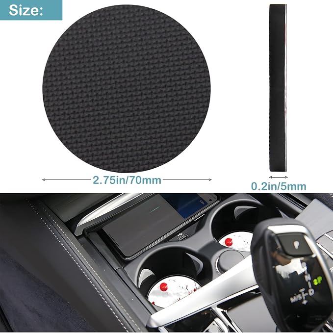 Car Cup Holder Coasters, 2 Pack – 2.75" Universal Auto Anti-Slip Insert Coaster, Rubber Car Coasters, Personalized Car Accessories for Women & Men (Watercolor Cherry)