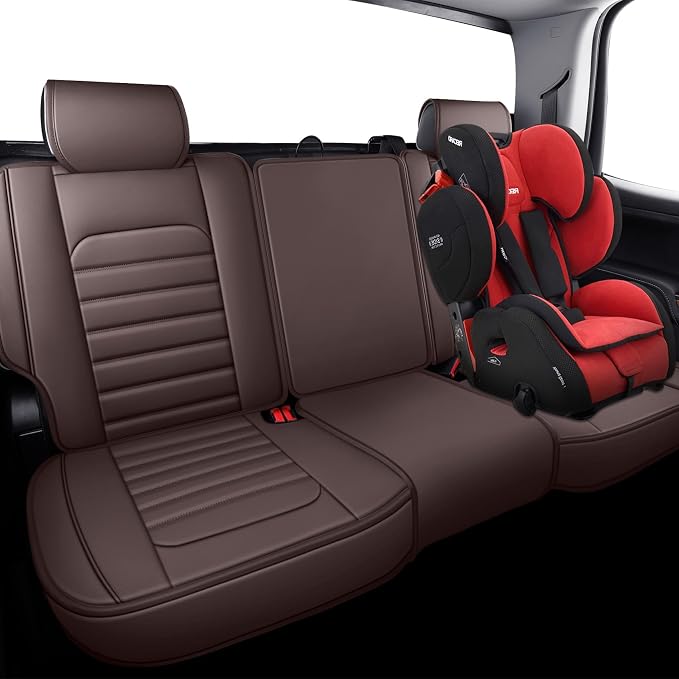 YIERTAI Rear Seat Covers Compatible with Chevy Silverado GMC Sierra for 2007-2023 2024 2025 2026 1500/2500/3500HD Trail Boss Z71 Leather Split Bench 50/50 40/60(1 Rear Seat Cover/Brown)