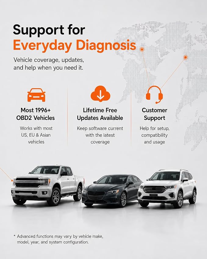 ANCEL DS100 OBD2 Scanner Diagnostic Tool, 4 System Car Code Reader for Engine ABS SRS Transmission, 7 Reset Functions, 5” Touchscreen, AutoVIN, Live Data, I/M Readiness for DIY Car Owners