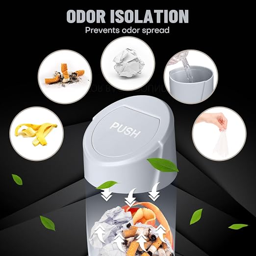 Car Trash Can Bin with Lid - 2 Packs Car Garbage Can Cup Holder - Grey Mini Leakproof Vehicle Garbage Bin with 40pcs Trash Bags-Automotive Organizers and Storage for Front Back Seat Accessories
