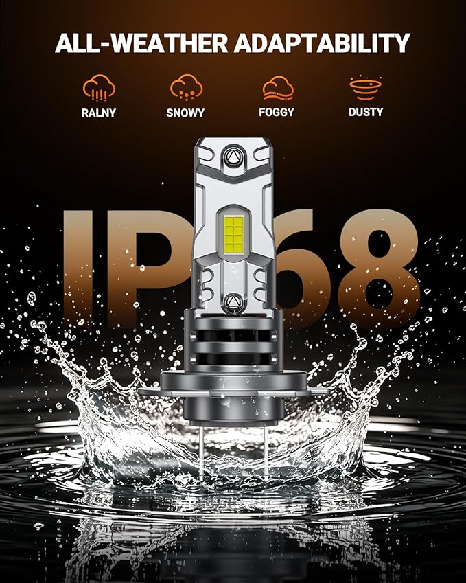 SEALIGHT H7 Light Bulb, 1:1 Real Size, 1200% Super Bright 6500K Cool White LED Bulbs, 3Mins Easy Plug-N-Play, IP68 Waterproof, Pack of 2