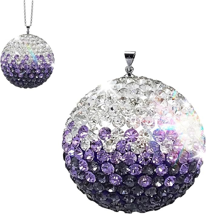 Bling Car Accessories - Elegant 1.37" Crystal Ball Rear View Mirror Charm with Hand-Set Sparkling Rhinestone and 17.7" Long Chain - Bling Rear View Mirror Accessories, Сrystal Сar Hanging Ornament