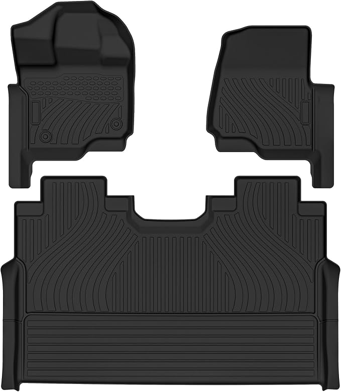 AUXKO All Weather Floor Mats for Ford F150 Supercrew 2015-2026 & Ford F-150 Lightning 2022-2026(Rear w/o Fold Flat Storage) TPE Liners Accessories All Season Guard Odorless Anti-Slip Mat
