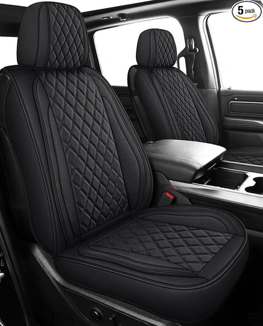 MIROZO 2PCS Front Silverado Seat Covers,Waterproof Truck Seat Covers Compatible with 2007-2026 Chevy Silverado GMC Sierra 1500 2500HD 3500HD Pickup Seat Cover (Black,2PCS Front)