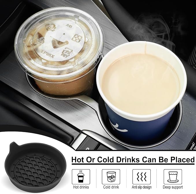 Car Coasters, Silicone Universal Cup Holder Inserts, Non-Slip Anti-Rattle Car Cup Holder Coasters, Men's and Women's Car Accessory Interior Set, 4 Pieces