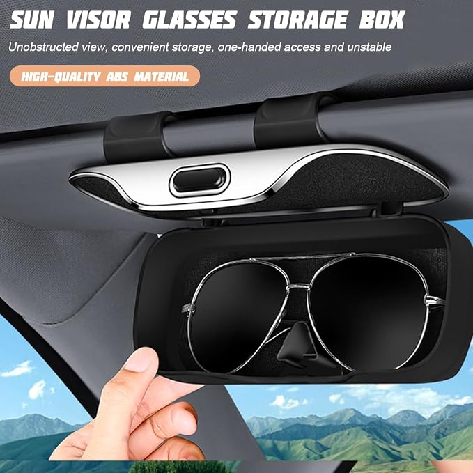 zipelo Sunglasses Holder for Car Sun Visor, Protective Automotive Eyeglasses Storage Case Hanger, Soft Vehicle Interior Glasses Organizer Box Accessories, Universal for SUV Sedan Truck (Beige)