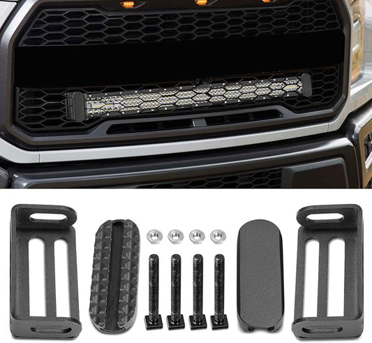 Light Bar Mounting Brackets, Niking Auto 6-30 Inch Single/Double Row LED Bar Front Hidden Behind Bumper Grille Mounting Brackets Fit for M6/M8 Side Mount Bars for F-150 Ranger RAM1500 Tocama Truck GMC