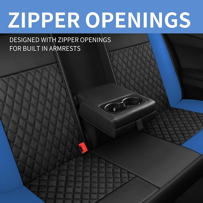 HChengkikz Faux Leather Full Set Car Seat Covers, Front & Split Rear | Bench Seat Protectors, Easy to Install Universal Fit for Sedans, Trucks, Vans, SUVs Automotive Interior Accessories