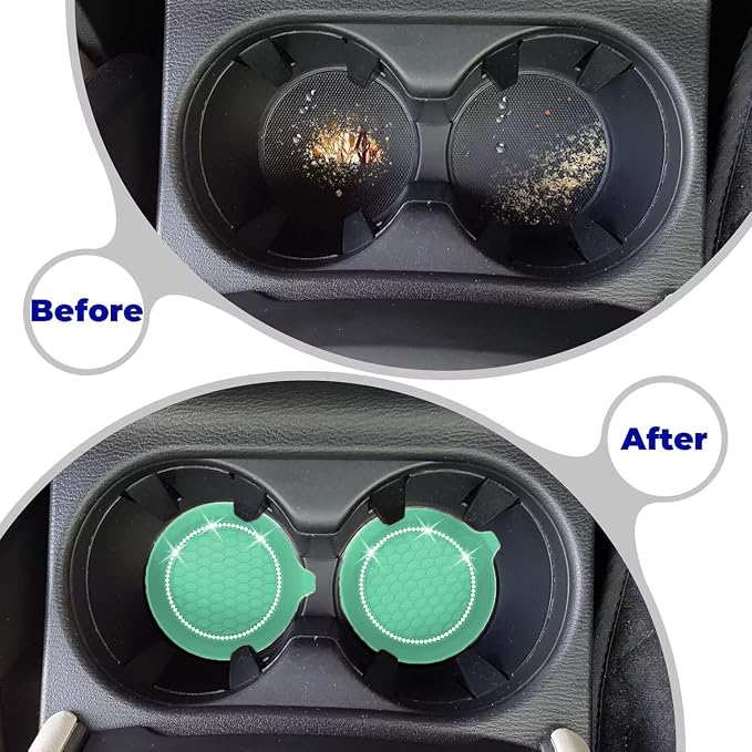 4 PCS Car Cup Coasters, Universal Cup Holder Coaster for Car Accessories, Bling CupHolders Insert for Women Non-Slip Silicone Car Cup Holder Coasters