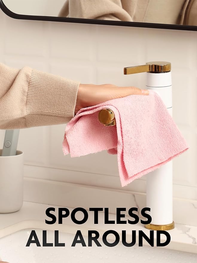 Fantasticlean Microfiber Cleaning Cloth Roll -75 Pack, 12" x 12" (Pink) | Reusable Alternative to Paper Towels, Ultra Absorbent, Lint-free Microfiber Towel Roll, for All-Purpose Cleaning