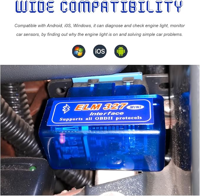 ELM327 OBDII Car Auto Diagnostic Scanner, Mini ELM327 Interface Bluetooth Engine Fault Code Reader, Professional Wireless Failure Detector Compatible with OBD2 Vehicles