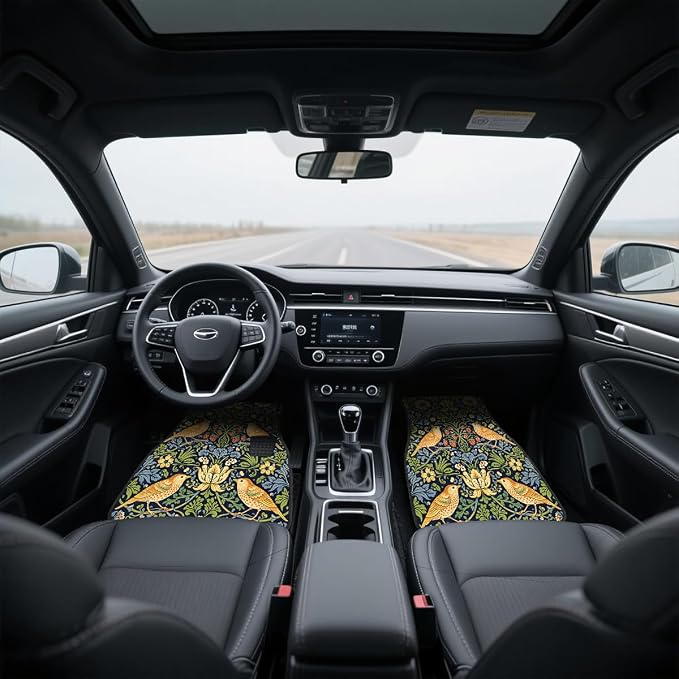 Spring Floral Car Floor Mats Wildflower Flower Blossom Butterfly Carpet Front Rear Carpets Mat Decorative Car Floor Carpets Non-Slip Auto Car Accessories Universal Fit Car Accessories for Truck