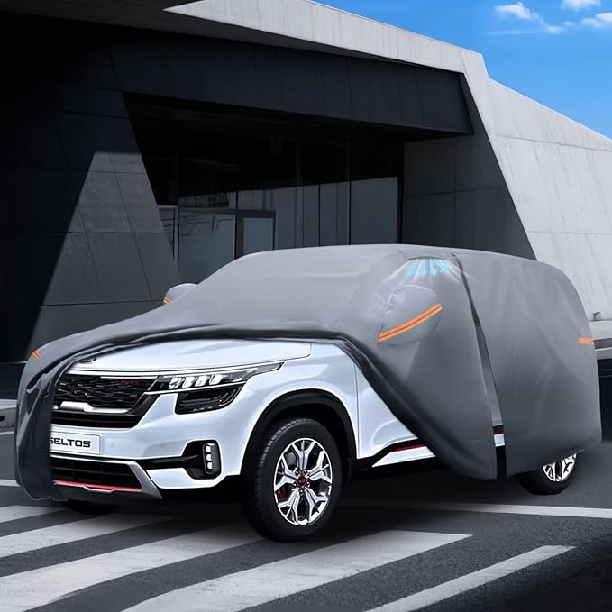 Waterproof Kia Seltos(2019-2026) Car Cover with Breathable Vents, [Upgrade] Premium Covers with Cotton Liner and Zipper Door, Sun Rain Snow Dust Uv Protection.(Gift with Towel)