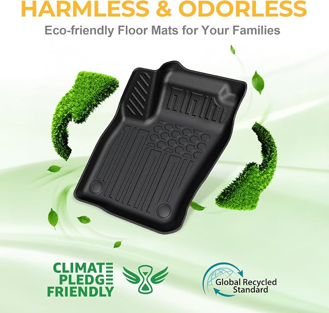 Floor Mats for 2021-2023 Hyundai Santa Fe Gas Accessories | Full-Coverage Set with Integrated Cargo Liner & Backrest Protector, Odorless & Durable, All-Weather Protection, 3D Laser Fit