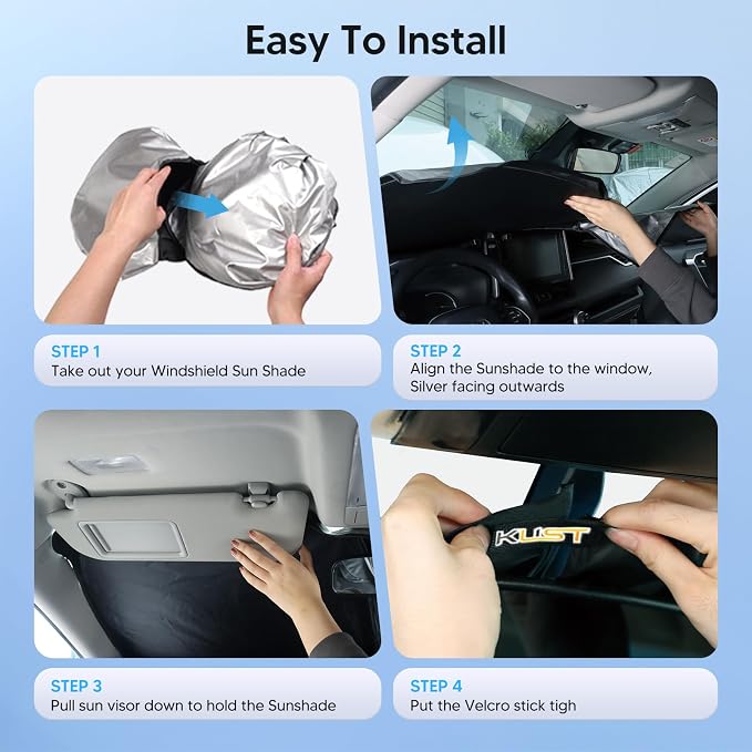 KUST Windshield Sun Shade for Hyundai Santa Cruz 2022-2024 2025 2026 Window Accessories Sunshade Sun Protector Foldable Block UV Rays Keep Car Cooler