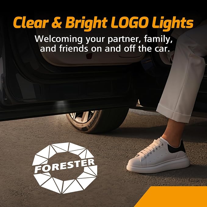 2Pcs Car Door Light Logo Projector for Forester 2013-2024 LED Puddle Light | for 5th Gen 2018-2024 Ghost Shadow Non Fade Courtesy Projector Laser Lamp Car Entry Lighting HD Accessories(Forester Diamond)