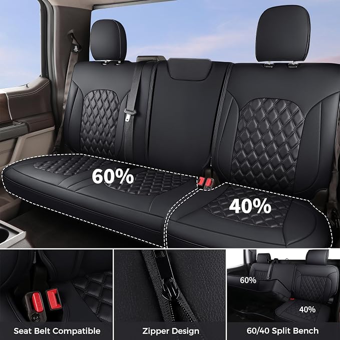 Huidasource Wrangler JL Seat Covers 4 Door, Waterproof Leather Car Seat Covers Full Set, Custom Seat Cushion Covers Fit for Jeep Wrangler JL 4-Door 2018-2026 Without Rear Cupholder (Full Set/Black)