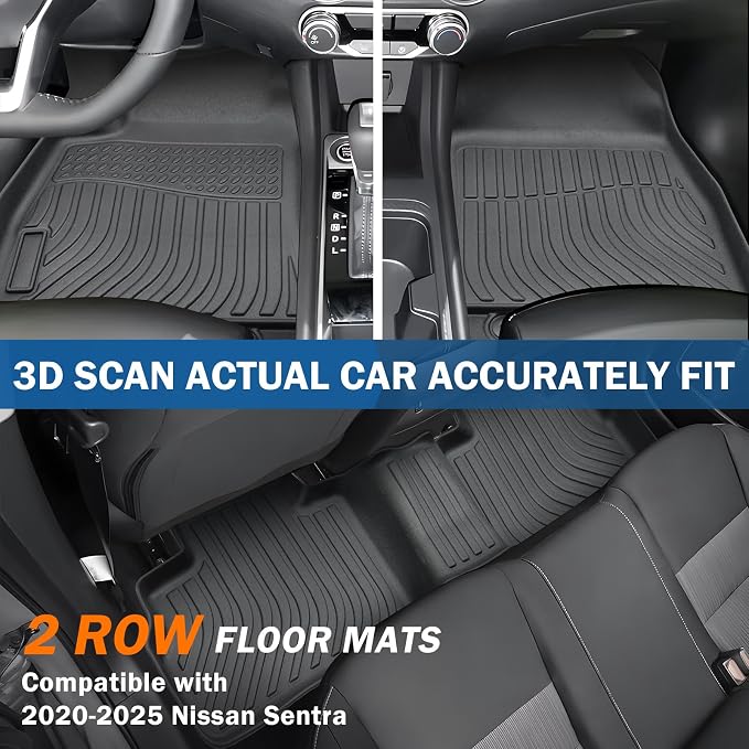 KUST Floor Mats Trunk Mat for Nissan Sentra 2020-2025 (Not for 2026), All Weather Floor Liners and Cargo Mat Custom Fit Sentra Accessories, TPE Rubber Mats Full Set of 4